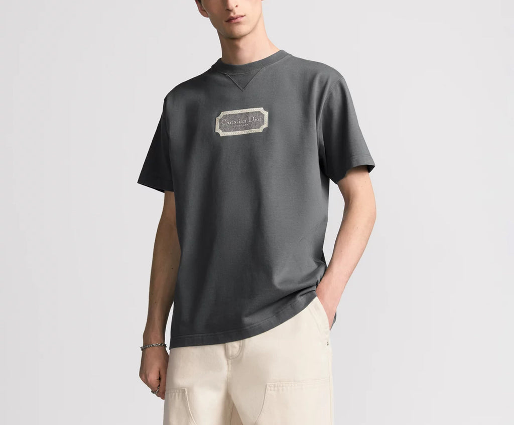 Dior 343J696C0554,Christian Dior Couture T-shirt,Dior Couture embroidered T-shirt,Christian Dior mens T-shirt,Dior mens t-shi