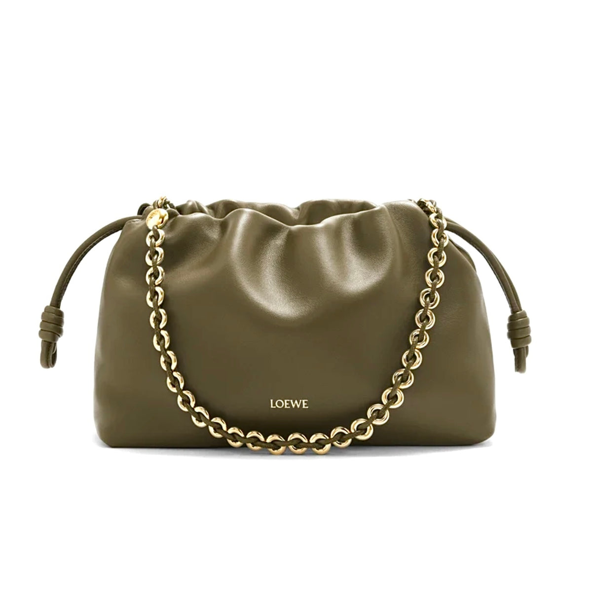 Loewe Medium Flamenco purse, Loewe Medium Flamenco bag, Loewe Flamenco bag, Loewe dark khaki flamenco bag, Loewe Medium Flame