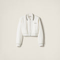 MIU MIU ML1270SOOO17LN,Miu Miu technical jersey blouson jacket,Miu Miu white jacket,MIU MIU white zip up jacket,MIU MIU white