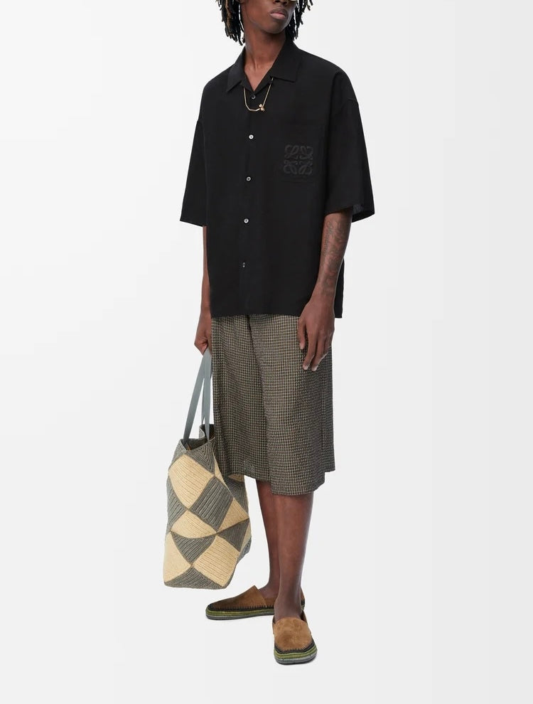 Loewe H616Y05X73,Loewe short sleeve shirt,Loewe black short sleeve shirt,Loewe black shirt,Loewe oversized black shirt,Loewe