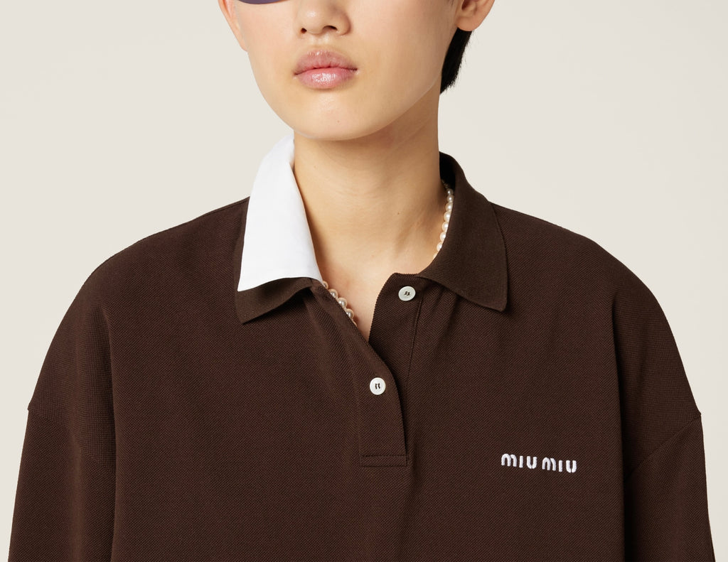 Winniemodo,Winnie modo,MIU MIU MJL069,Miu Miu Piqué and jersey polo shirt,MIU MIU long sleeve polo shirt,MIU MIU polo shirt b