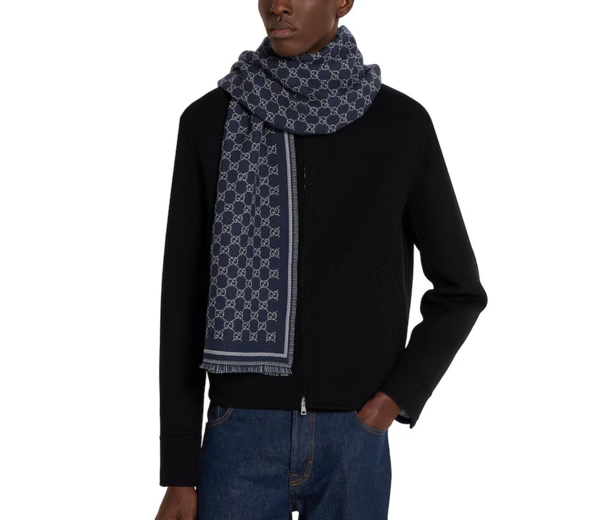 Winniemodo,Winnie modo,Gucci 836264 4G386,Gucci GG wool jacquard scarf,Gucci scarf,Gucci scarf sale,Gucci scarf blue,Gucci sc