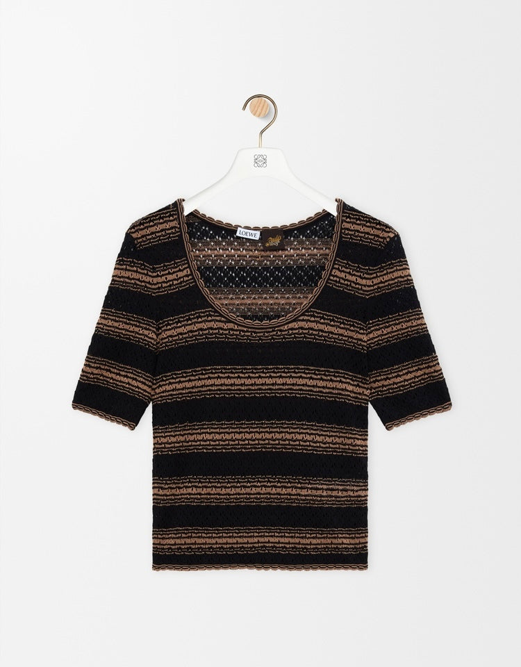 Winniemodo,Winniemodony,Loewe S616Y55K34,Loewe sweater,Loewe sweater stripe,Loewe top,Loewe short sleeve sweater,Loewe womens