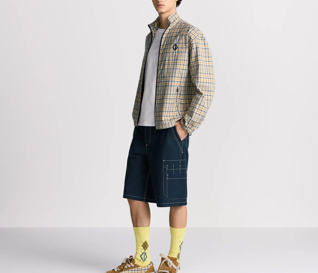 Dior 593C511A6523,Dior zipped shirt with CD Diamond embroidery,Dior zip up jacket,Dior zip up checkered jacket,Dior checkered