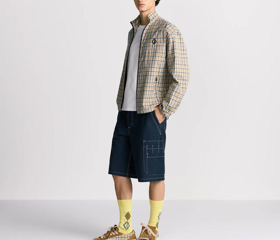 Dior 593C511A6523,Dior zipped shirt with CD Diamond embroidery,Dior zip up jacket,Dior zip up checkered jacket,Dior checkered