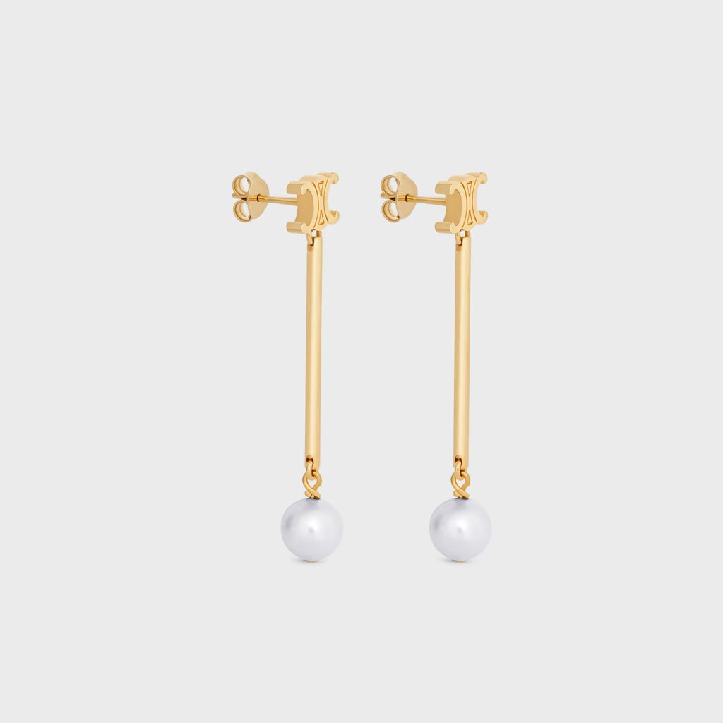 Winniemodo,Winniemodony,Celine B102W6PRB.01GI,Celine triomphe earrings,Celine triomphe earrings pearl,Celine earrings sale,Ce