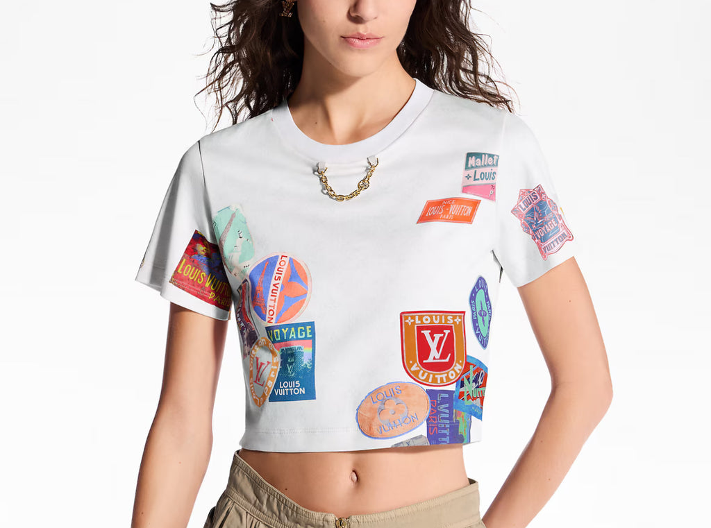 Louis Vuitton 1AHITJ,LV 1AHITJ, Louis Vuitton mahina patch print crop top, Louis Vuitton mahina tee, Louis Vuitton patch prin