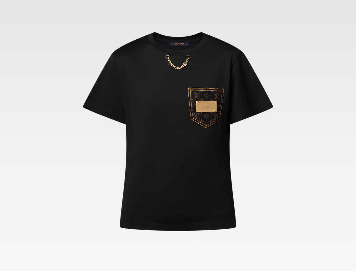 Louis Vuitton 1AIB29,LV 1AIB29, Louis Vuitton signature pocket T-shirt, LV pocket T-shirt, LV pocket black T-shirt, LV pocket