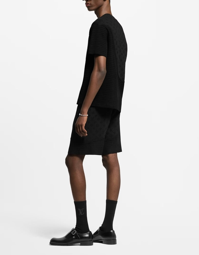 Louis Vuitton 1AHC59,Lv 1AHC59,Louis Vuitton graphic shorts,Louis Vuitton black monogram shorts,LV black monogram mens shorts