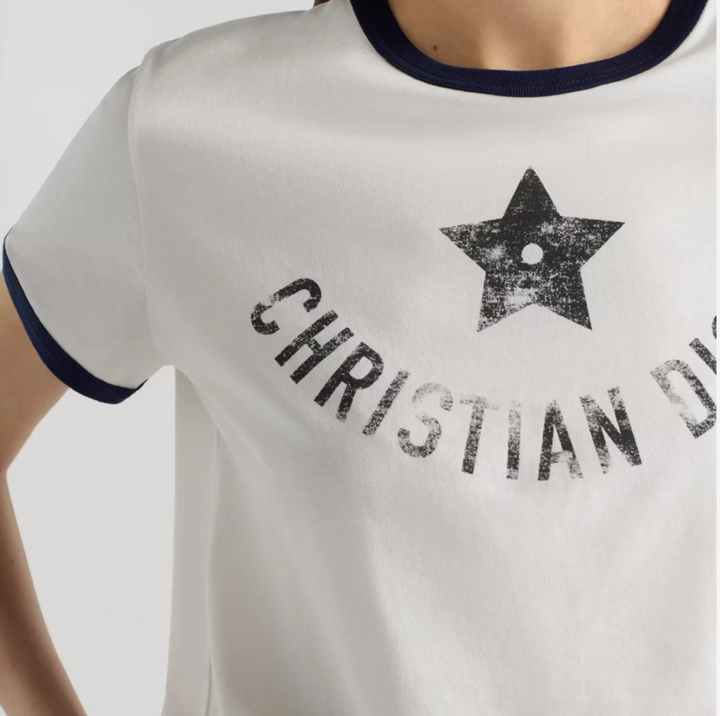 Dior 543T07A4537,Dior dioriviera T-shirt,Dior dioriviera white T-shirt,Dior star T-shirt,Dior white womens T-shirt,Dior white