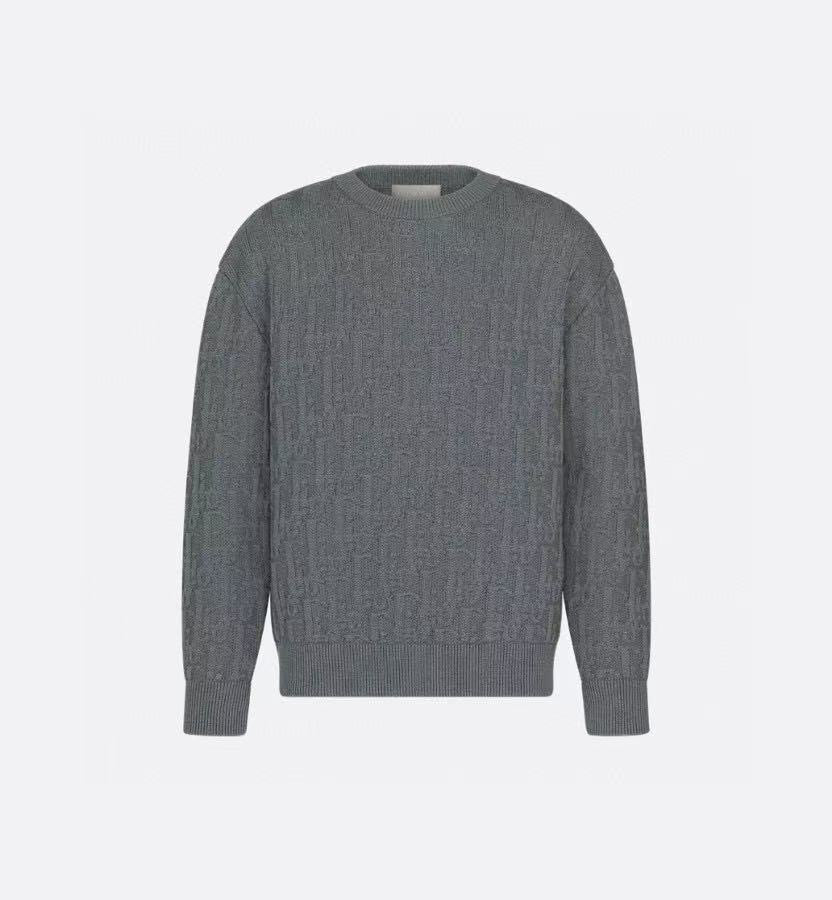 Dior 513M634A7003,Dior sweater grey monogram,Dior sweater men grey,Dior grey sweater monogram,Dior knitwear grey,Dior grey mo
