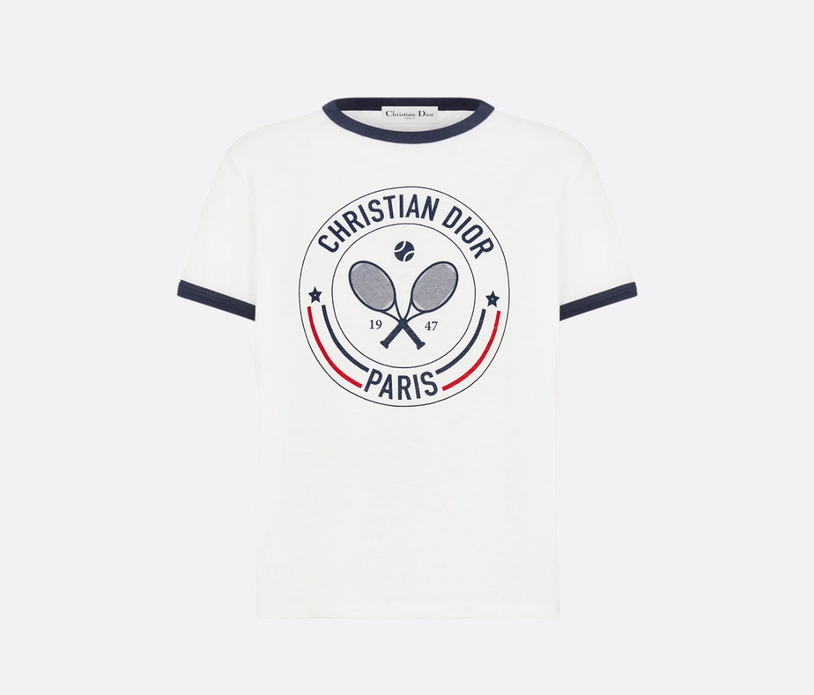 Dior 523T07A4226,Dior white T-shirt,Dior tennis T-shirt,Dior tennis white T-shirt,Dior t-shirt 2025ss,Dior t-shirt,Dior t-shi