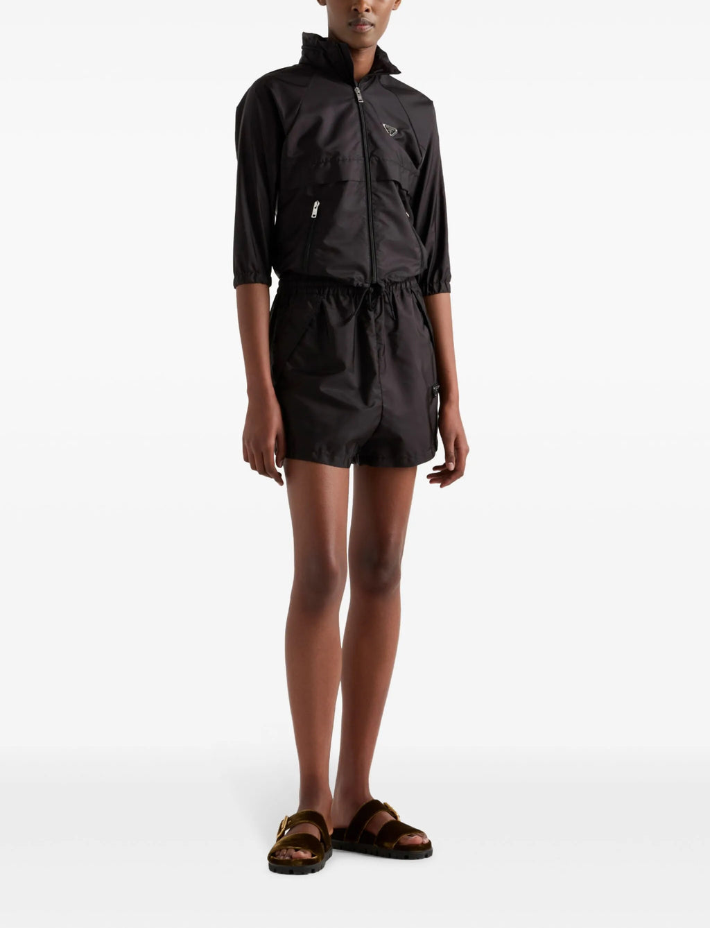 Prada 22X9011WQ9SWMO,Prada triangle logo shorts,Prada triangle logo black shorts,Prada black shorts,Prada black shorts womens