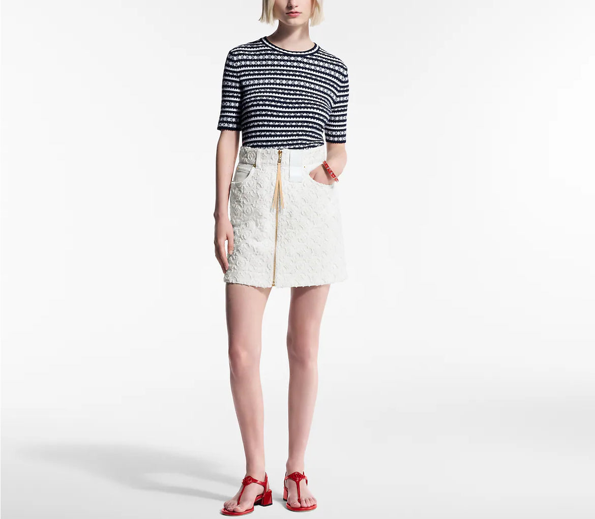 Louis Vuitton 1AHJ15,LV 1AHJ15,Louis Vuitton scallop stripe knit top,Louis Vuitton blue stripe knit top,Louis Vuitton stripe