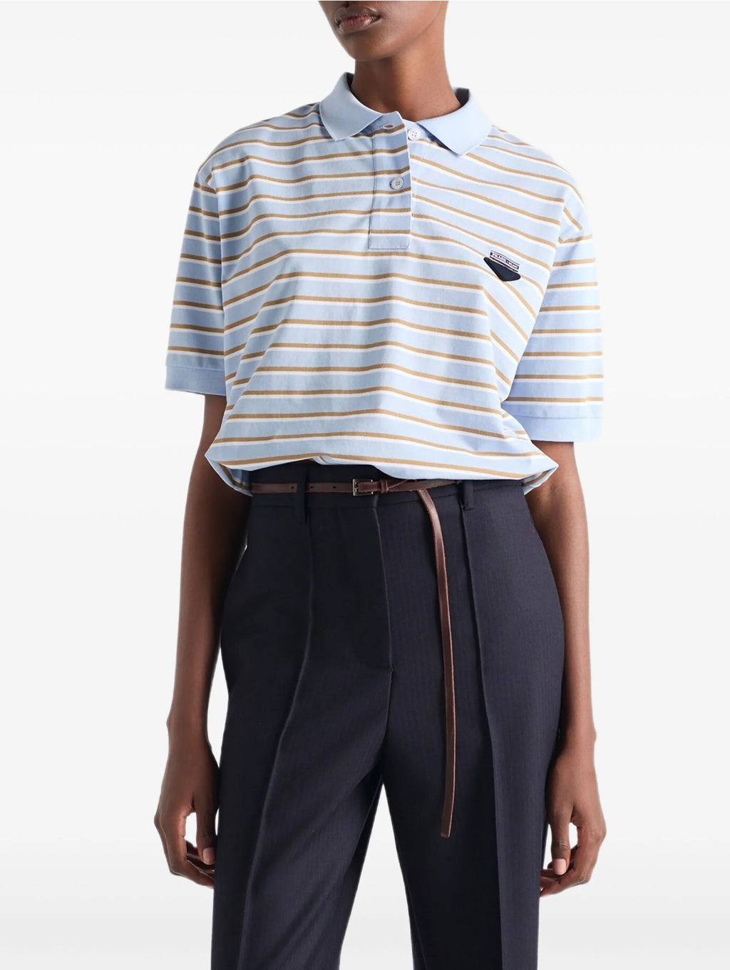 Winniemodo,Winnie modo,Prada 39609SOOO16WC,Prada striped polo shirt,Prada striped polo womens,Prada polo shirt,Prada striped
