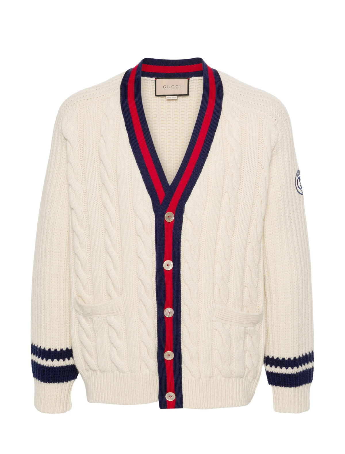 Winniemodo,Winnie modo,Gucci 763373 XKDPC,Gucci web stripe trim cardigan,Gucci cardigan,Gucci cardigan white,Gucci cardigan m