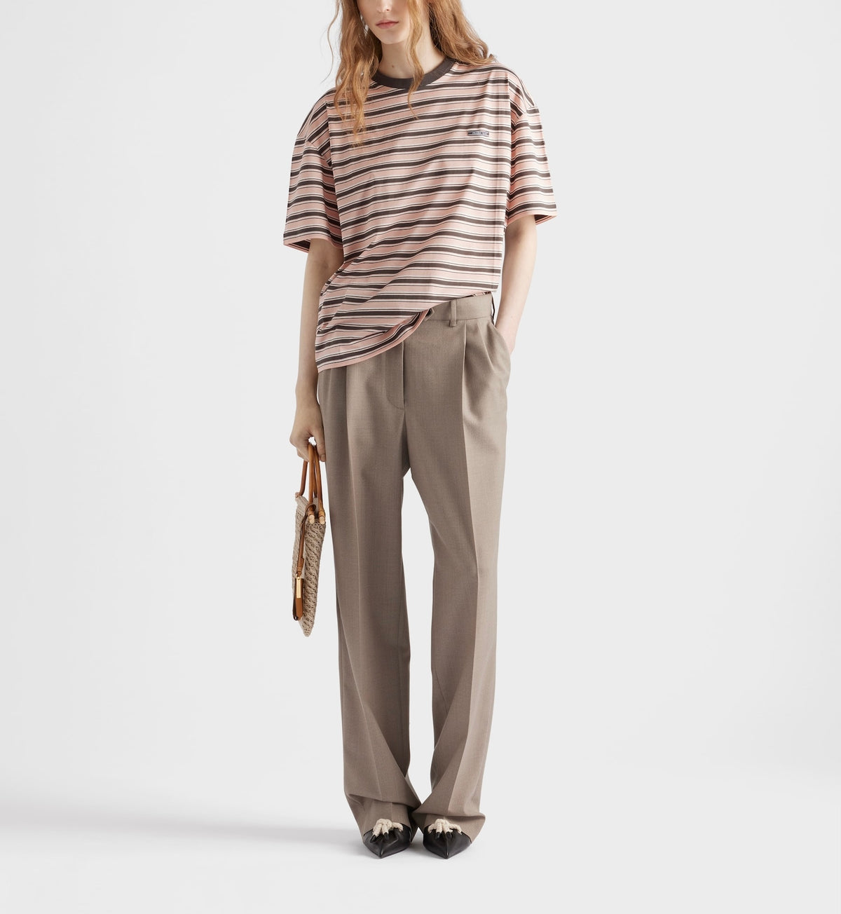 Prada 39633SOOO17K7,Prada striped lisle cotton T-shirt,Prada striped T-shirt,Prada striped womens T-shirt,Prada t-shirt,Prada