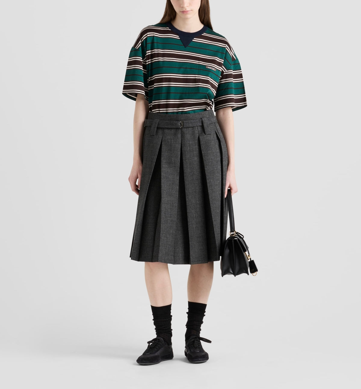 Prada 39610 16XT,Prada striped lisle cotton T-shirt,Prada striped lisle cotton Tee,Prada striped T-shirt,Prada striped Tee,Pr