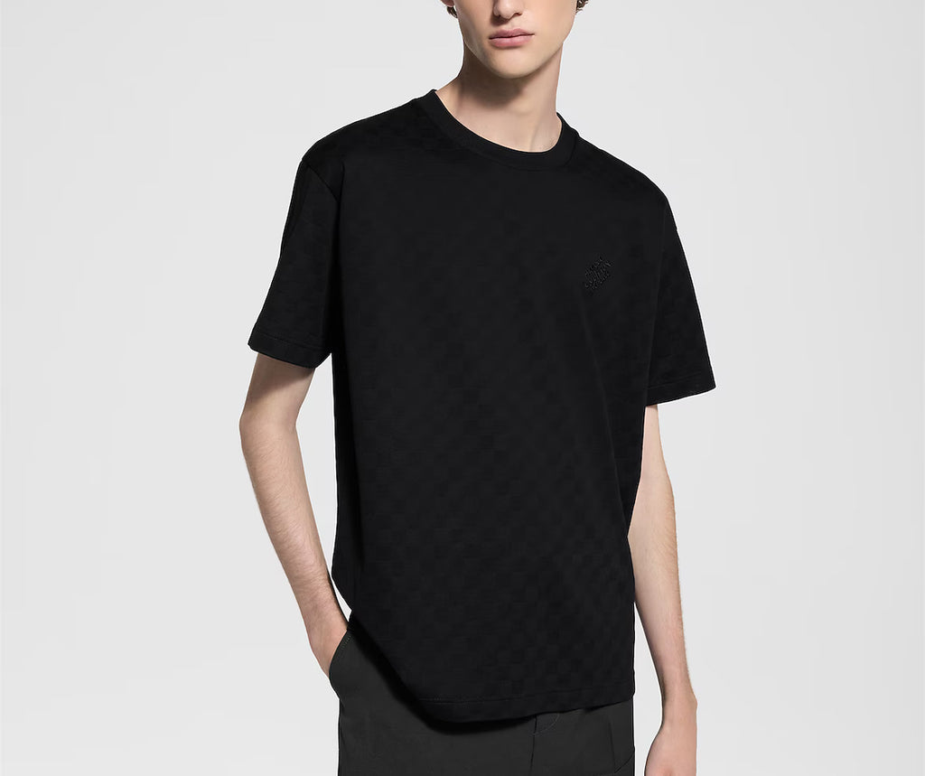 Louis Vuitton 1AGIKY,LV 1AGIKY,Louis Vuitton Damier signature T-shirt,LV Damier signature T-shirt,Louis Vuitton black t-shirt