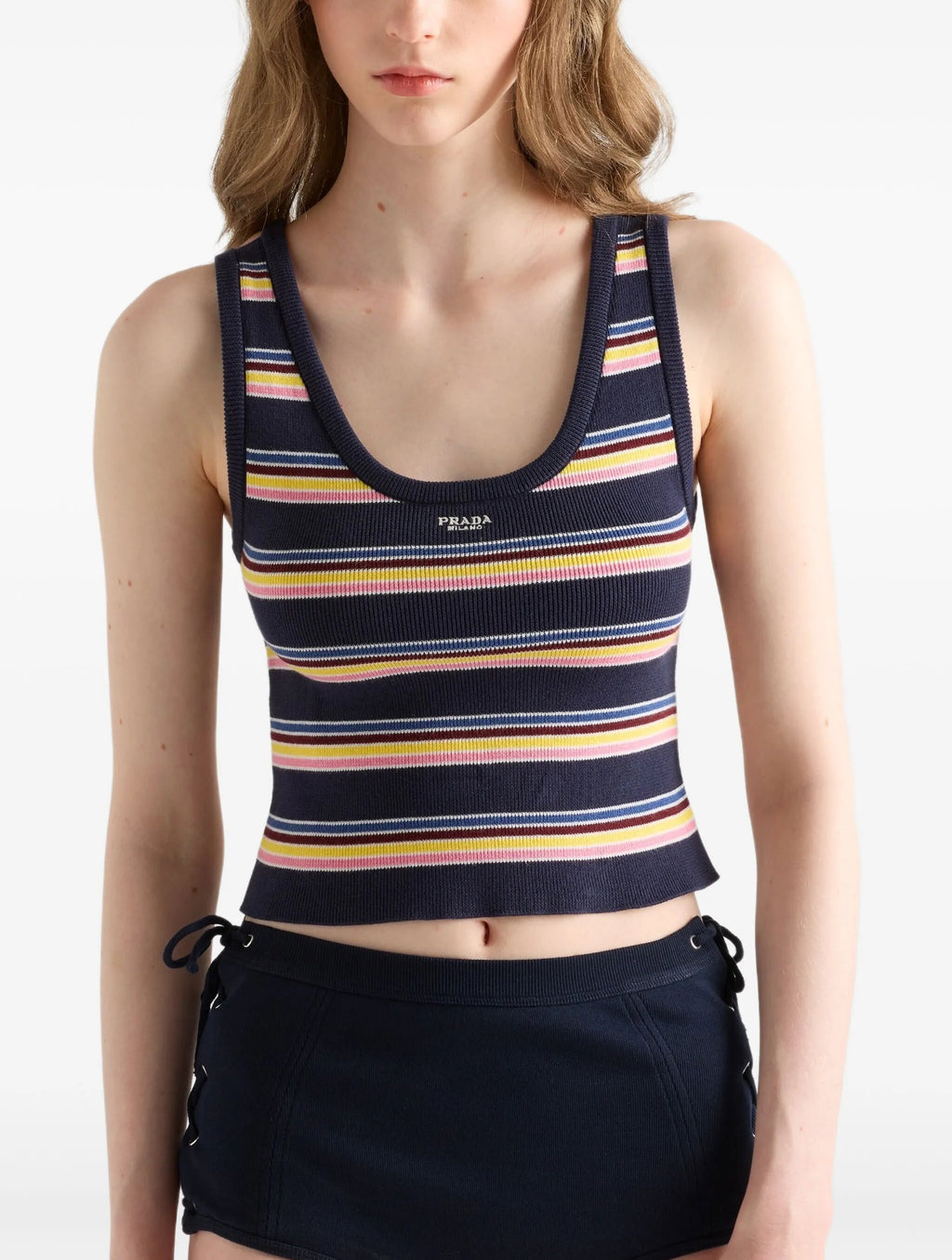 Prada P29B64SOOO16V9,Prada striped top,Prada striped vest,Prada striped vest women,Prada striped top Women,Prada vest womens,