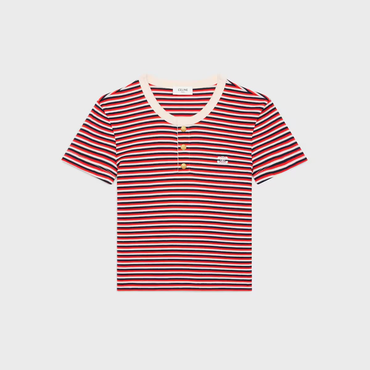 Celine RX0240M46,Celine Triomphe T-shirt in striped jersey,Celine Triomphe T-shirt,Celine striped T-shirt,Celine striped wome