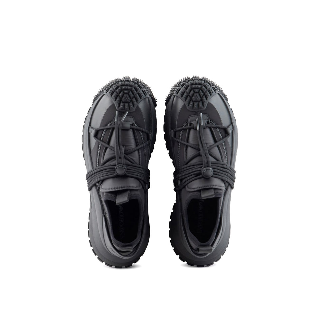 Emporia Armani X4X653XR08300002,Emporia Armani Nylon Sneakers With Scuba Details,Emporia Armani black sneaker,Emporia Armani
