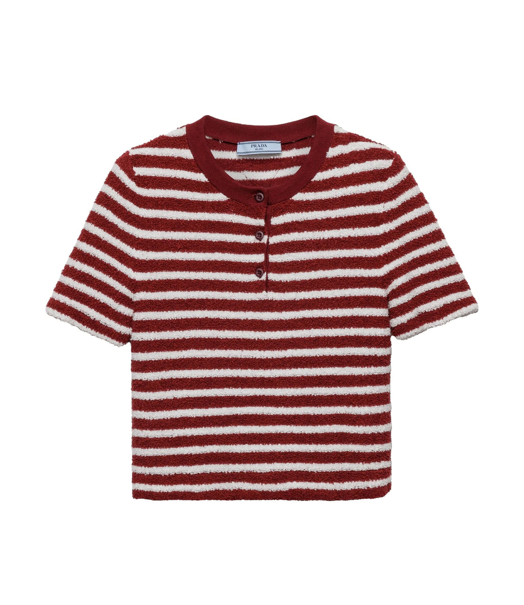 Prada P24N2T16VISOOO,Prada cotton polo top,Prada cotton burgundy polo top,Prada cotton womens polo top,Prada burgundy womens