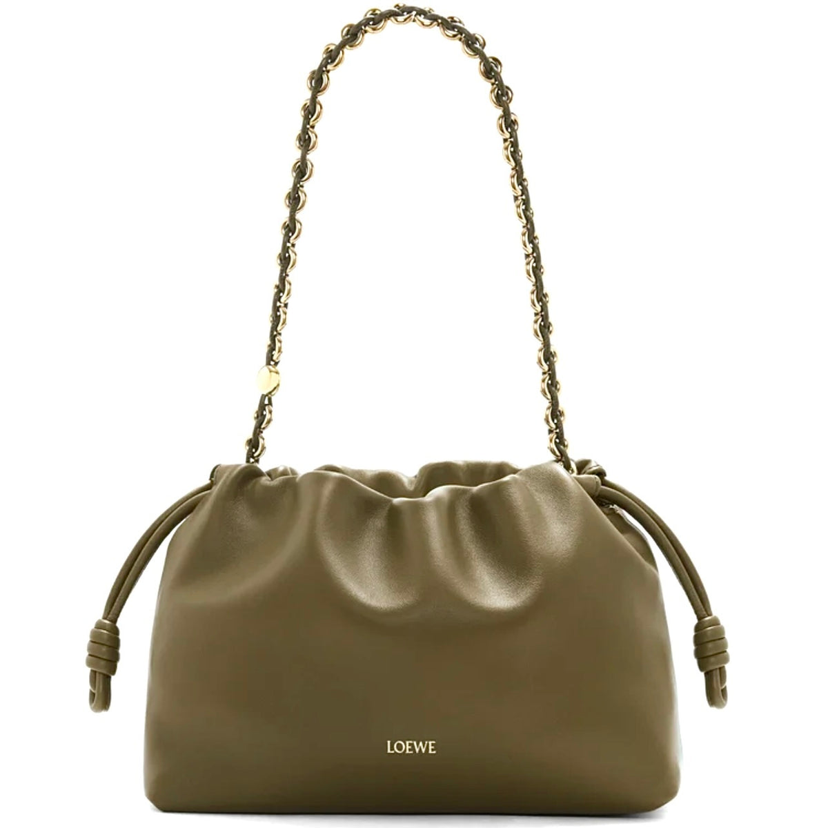 Loewe Medium Flamenco purse, Loewe Medium Flamenco bag, Loewe Flamenco bag, Loewe dark khaki flamenco bag, Loewe Medium Flame