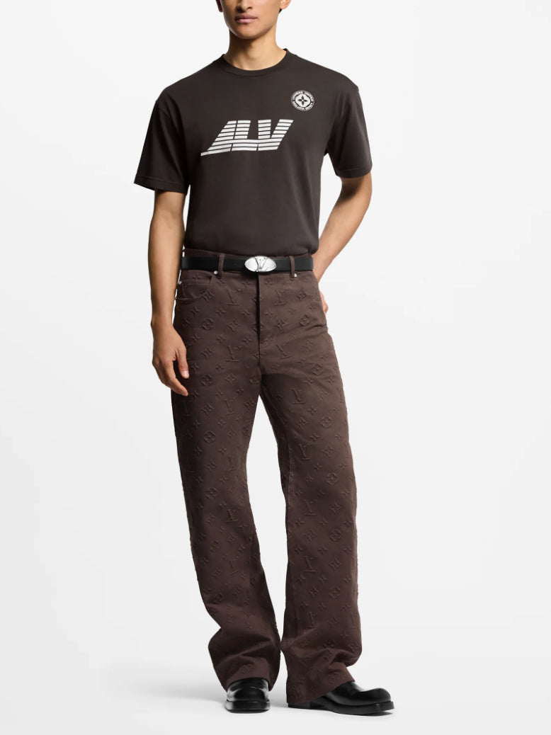Louis Vuitton 1AHCLA,LV 1AHCLA,Louis Vuitton washed printed T-shirt,Louis Vuitton chocolate T-shirt,Louis Vuitton mens T-shir