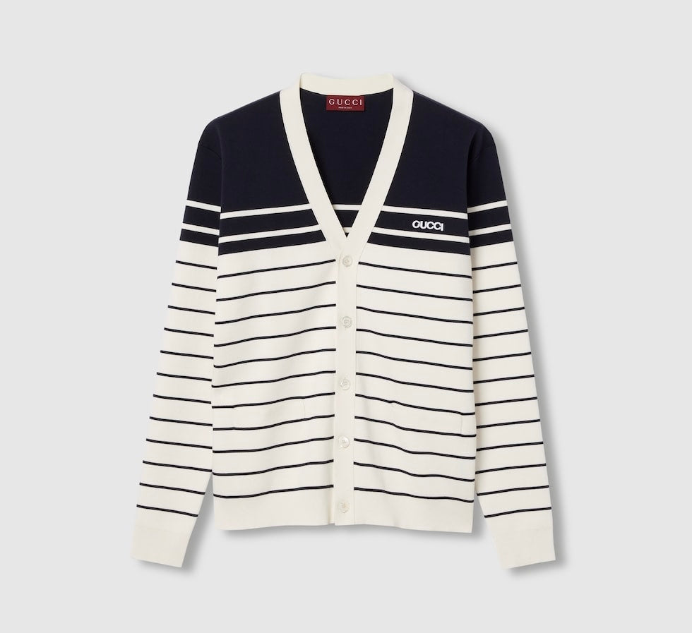 Gucci 814877 XKEJ9,Gucci cardigan with embroidery,Gucci striped cardigan,Gucci cardigan mens,Gucci striped cardigan mens,Gucc