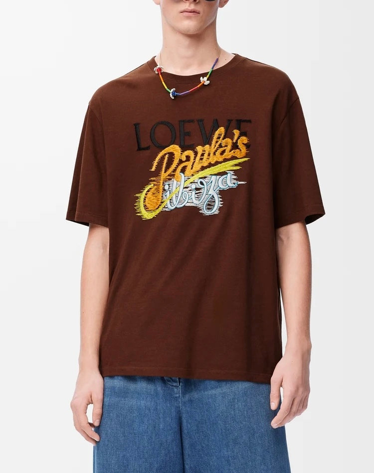Loewe H616Y22X84,Loewe paula’s Ibiza T-shirt,Loewe paula’s Ibiza brown T-shirt,Paula’s Ibiza brown t-shirt,Loewe paula t-shir