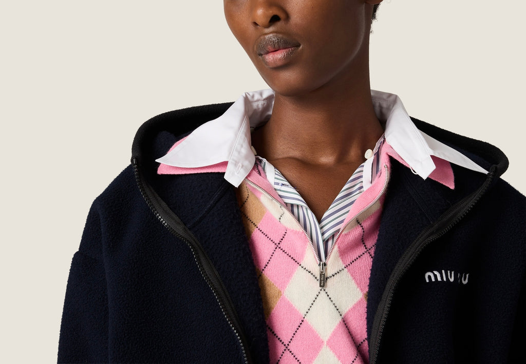 Winniemodo,Winnie modo,MIU MIU MJL053,Miu Miu cotton fleece zipper hoodie,Miu Miu hoodie,Miu Miu hoodie sale,Miu Miu fleece h