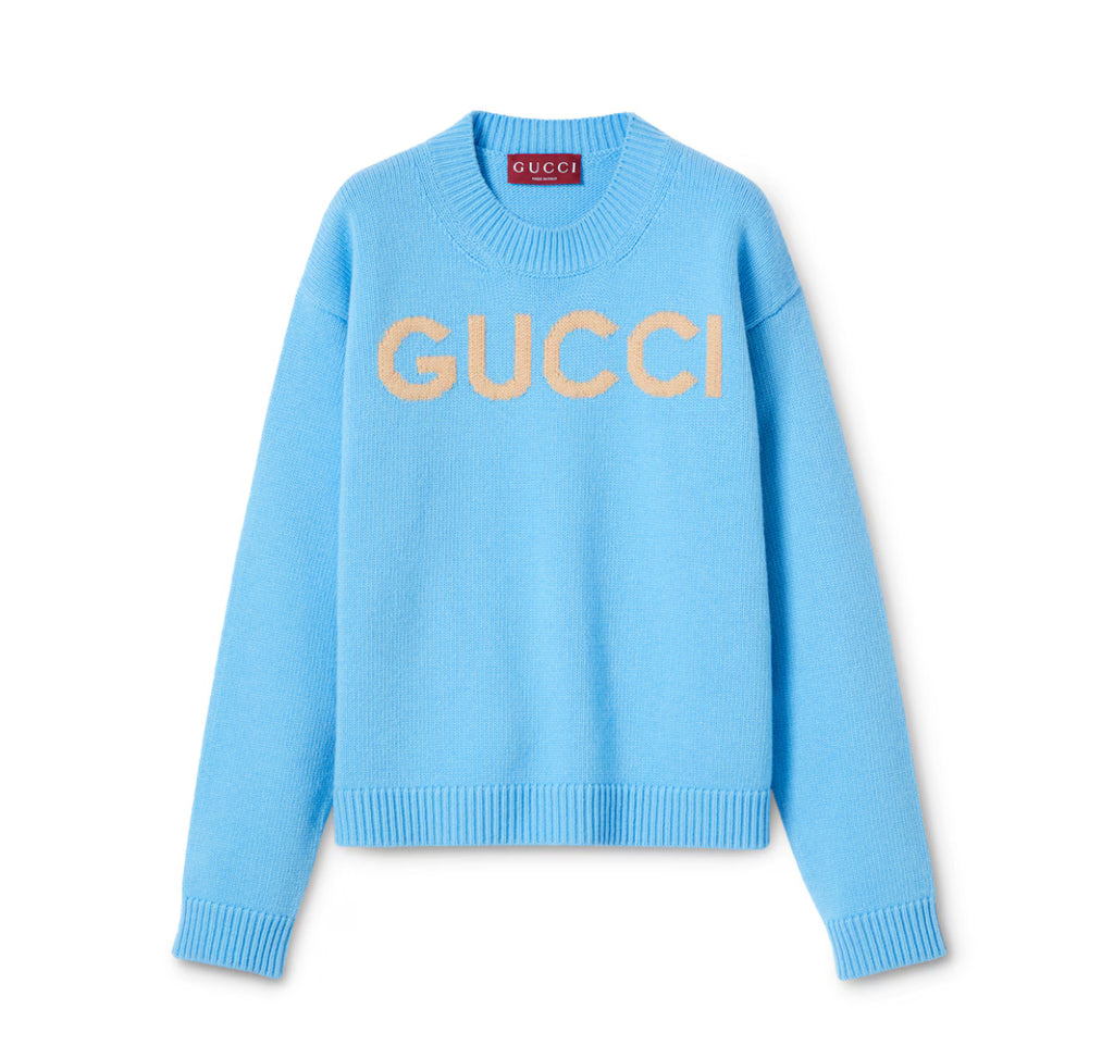Winniemodo,Winniemodony,Gucci 770072 XKEBC,Gucci wool top,Gucci knit sweater,Gucci sweater blue sale,Gucci sweater blue,Gucci