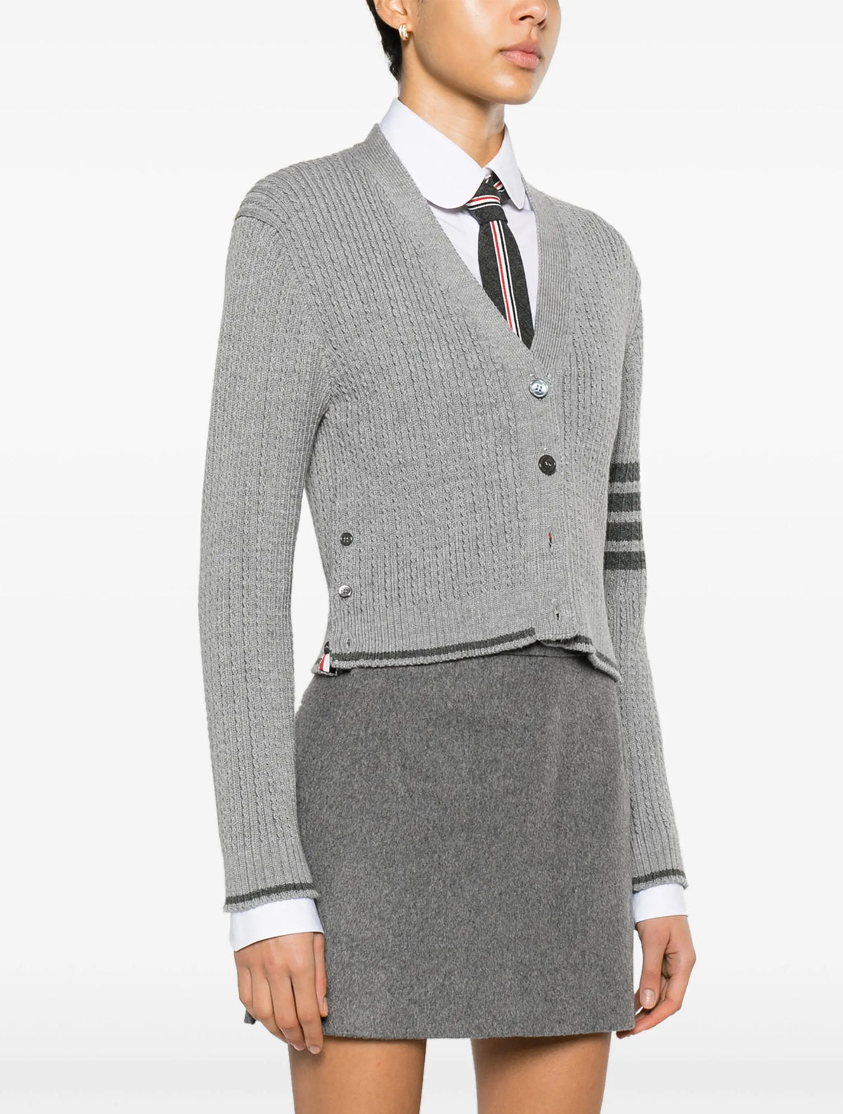 Thom Browne white cardigan,Thom Browne FKC588AY1024,Thom Browne cardigan,Thom Browne women’s,Thom Browne cardigan authenticit