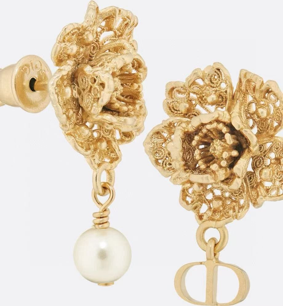 Dior Jardin de Dior earrings,Dior flower earrings,Dior peony earrings,Dior earrings 2025,Dior gold earrings,Dior pearl earrin