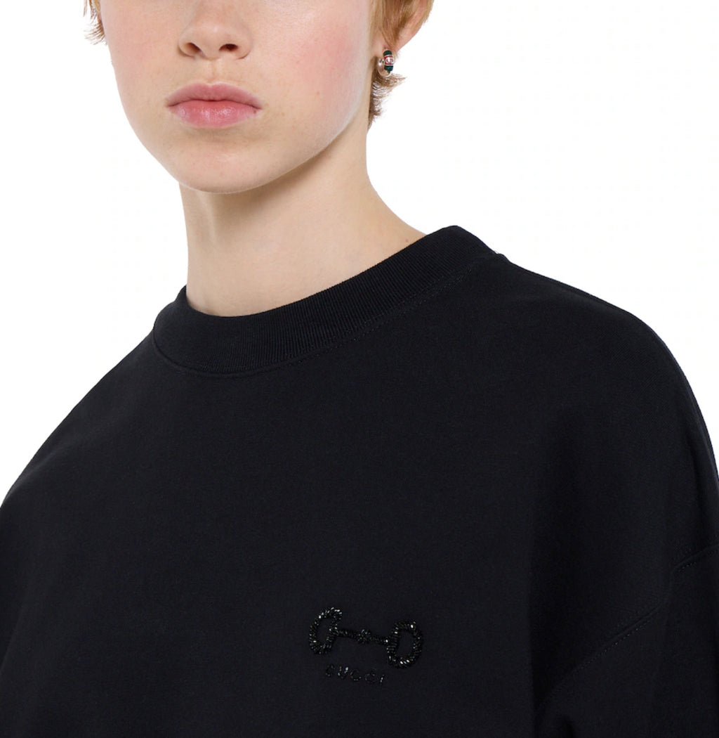 Winniemodo,Winniemodony,Gucci 837931 XJHMP,Gucci sweatshirt with embroidery,Gucci sweat black,Gucci sweater women,Gucci sweat