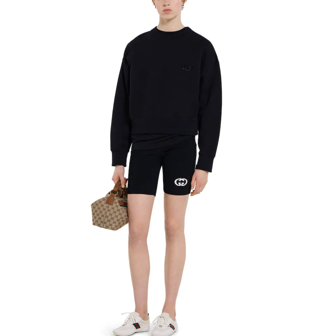 Winniemodo,Winniemodony,Gucci 837931 XJHMP,Gucci sweatshirt with embroidery,Gucci sweat black,Gucci sweater women,Gucci sweat