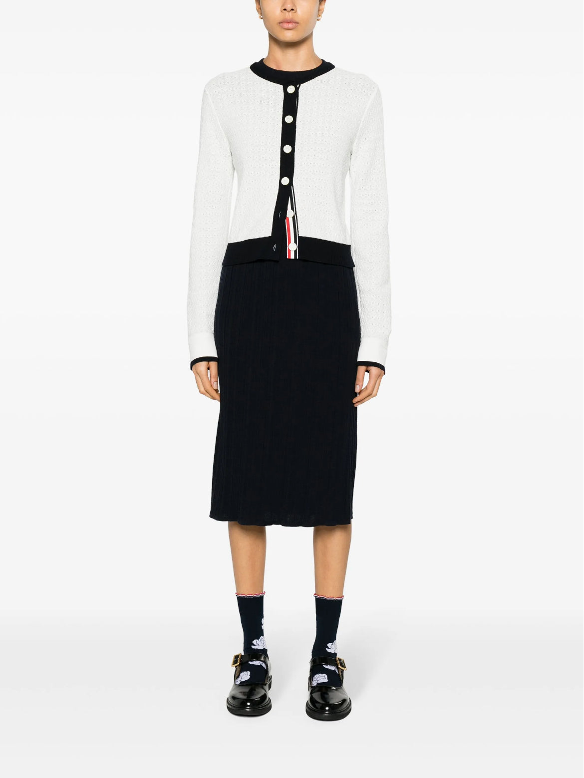 Thom Browne FKC602AY3009,Thom Browne white cardigan,Thom Browne cardigan,Thom Browne cardiganThom Browne cardigan authentic,T