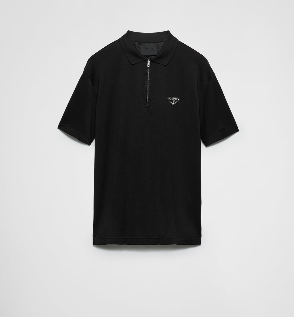 Winniemodo,Winniemodony,Prada UJN903,Prada piqué polo shirt re-nylon,Prada polo shirt,Prada polo shirt black,Prada polo shirt