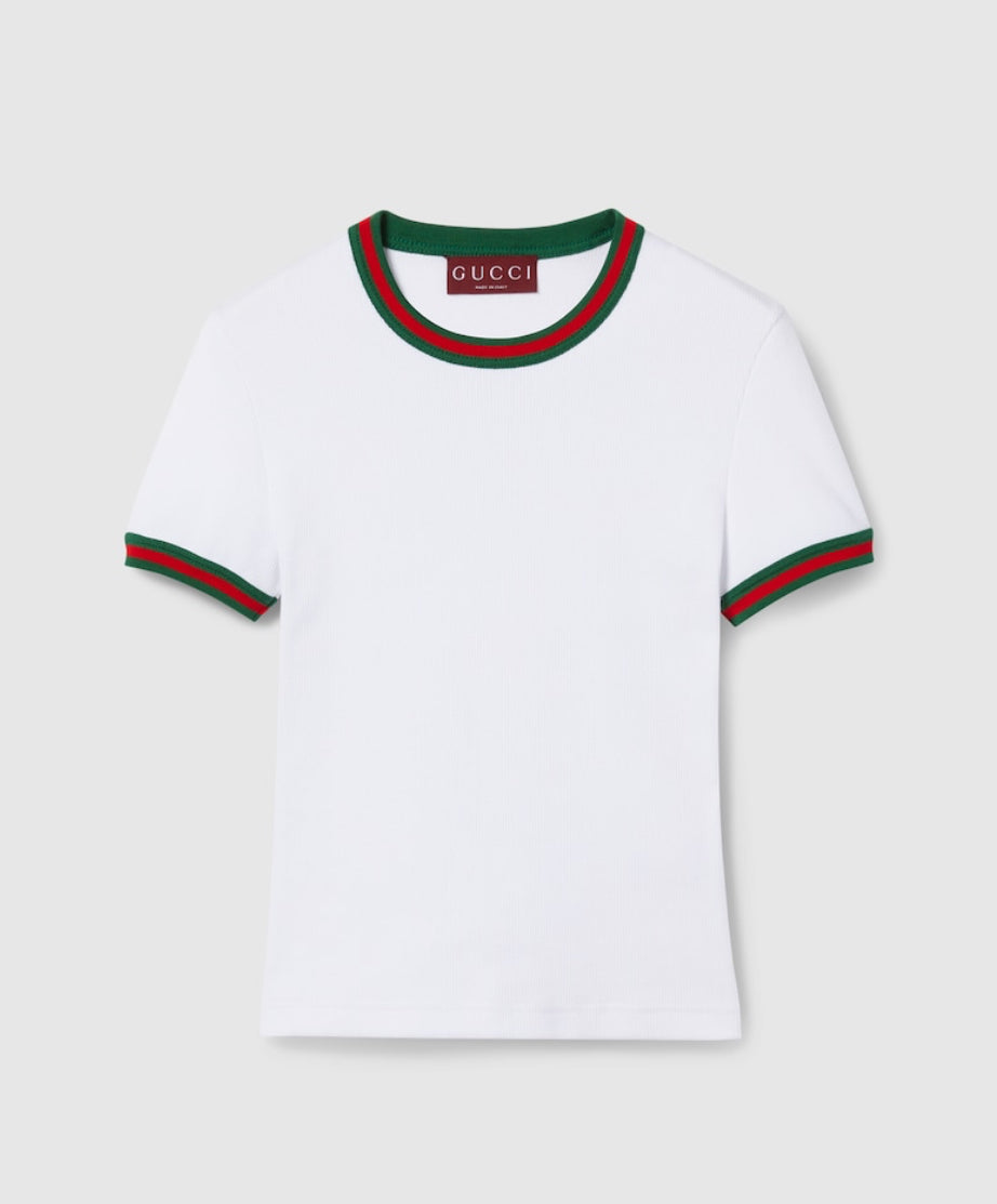 Gucci 828882XJG5O,Gucci rib T-shirt,Gucci rib white T-shirt,Gucci white womens T-shirt,Gucci white womens T-shirt 2015,Gucci
