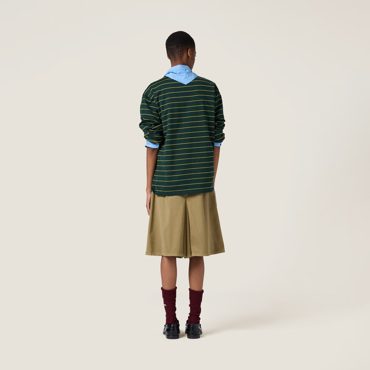 MIU MIU MJL014SOOO14RT, Miu Miu long sleeved jersey T-shirt, Miu Miu long sleeved T-shirt,Miu Miu green striped long sleeved