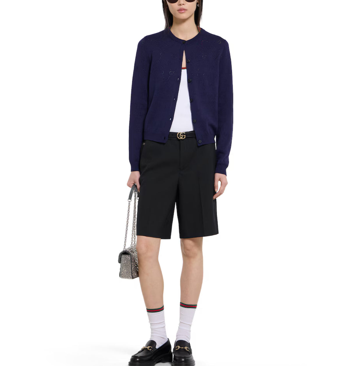 Winniemodo,Winniemodony,Gucci 856202 XKFCO,Gucci GG pointelle cardigan,Gucci cardigan blue,Gucci cardigan women,Gucci cardiga