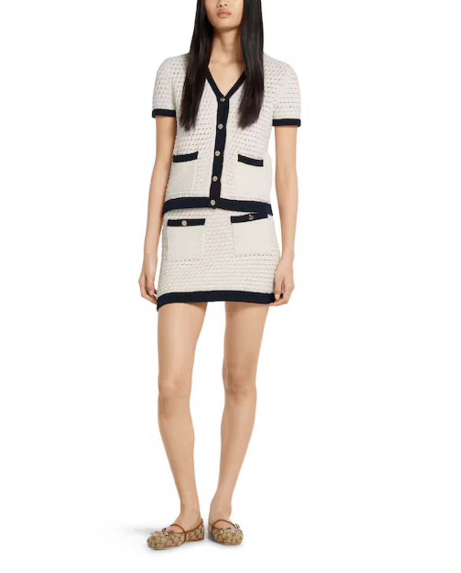 Gucci 824722 XKESV,Gucci cotton crochet cardigan,Gucci short sleeve white cardigans,Gucci short sleeve cardigan,Gucci white c