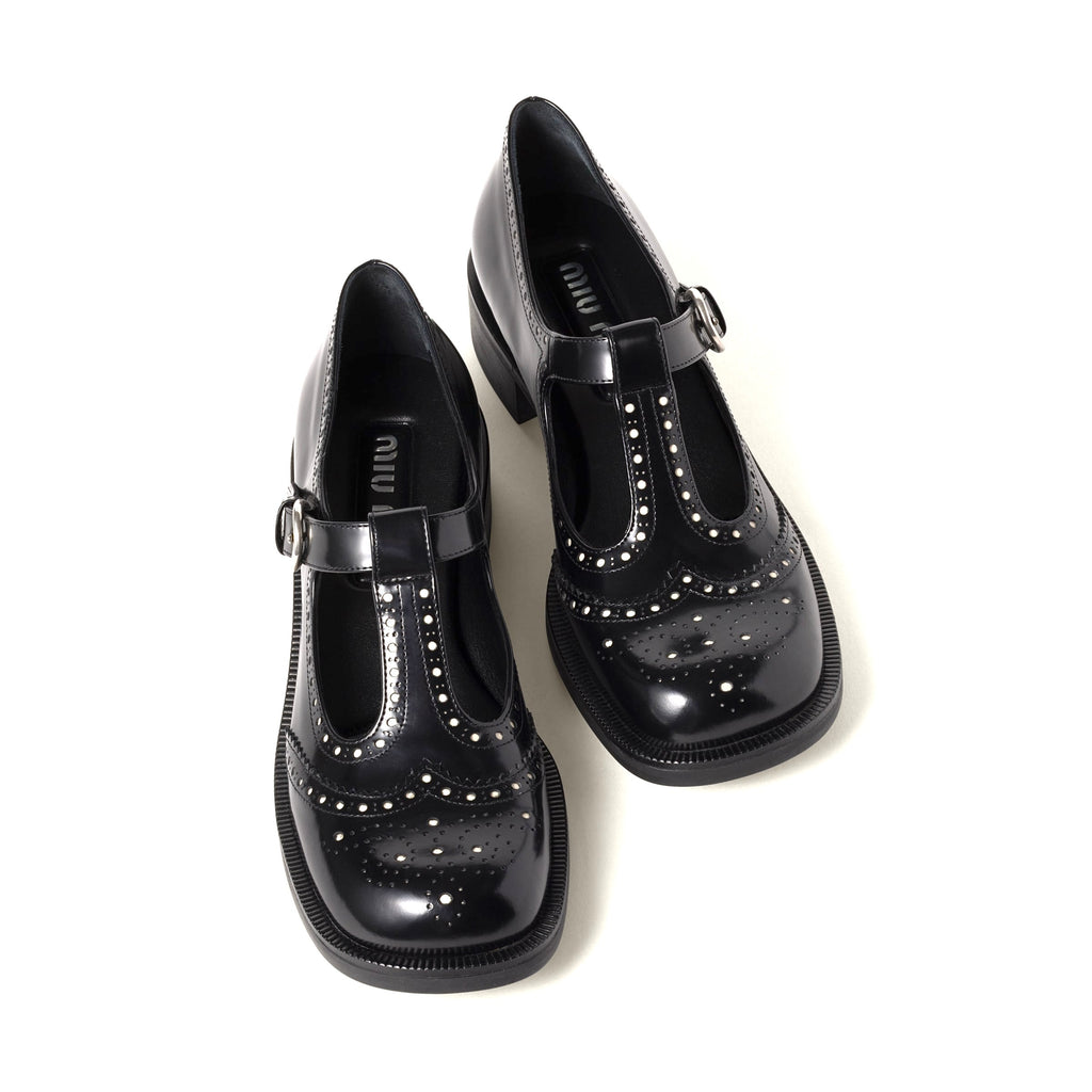 Winniemodo,Winnie modo,MIU MIU 5E303E, Miu Miu leather T-strap brogue shoes,Miu Miu t-strap shoes,Miu Miu t-strap brogue,Miu