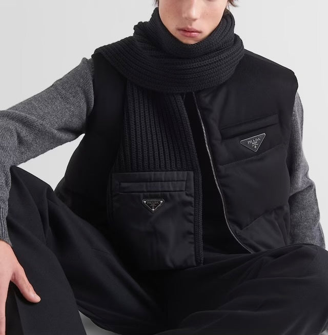 Prada re-nylon gabardine and wool scarf , Prada scarf online shop , prada scarf outlet  Prada  ,Prada scarf , Prada scarf on