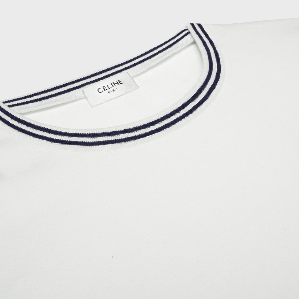 Celine RX097671Q.01MA,Celine 70’s triomphe T-shirt,Celine triomphe pocket T-shirt,Celine triomphe white T-shirt,Celine white