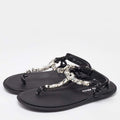 Winniemodo,Winnie modo,MIU MIU 5Y196E,Miu Miu Black Cord Crystal Embellished Thong Sandals,MIU MIU thong sandals,MIU MIU sand