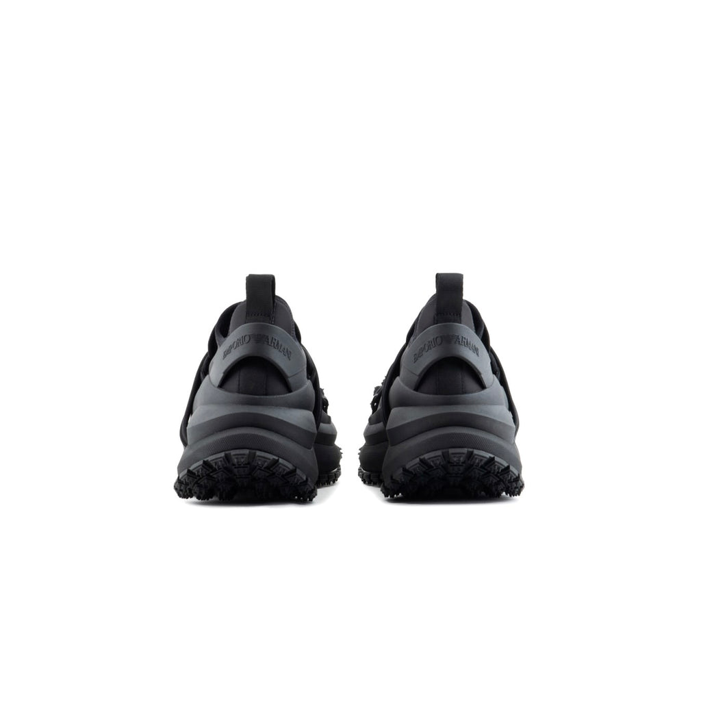 Emporia Armani X4X653XR08300002,Emporia Armani Nylon Sneakers With Scuba Details,Emporia Armani black sneaker,Emporia Armani