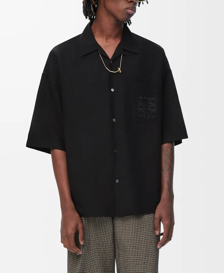 Loewe H616Y05X73,Loewe short sleeve shirt,Loewe black short sleeve shirt,Loewe black shirt,Loewe oversized black shirt,Loewe