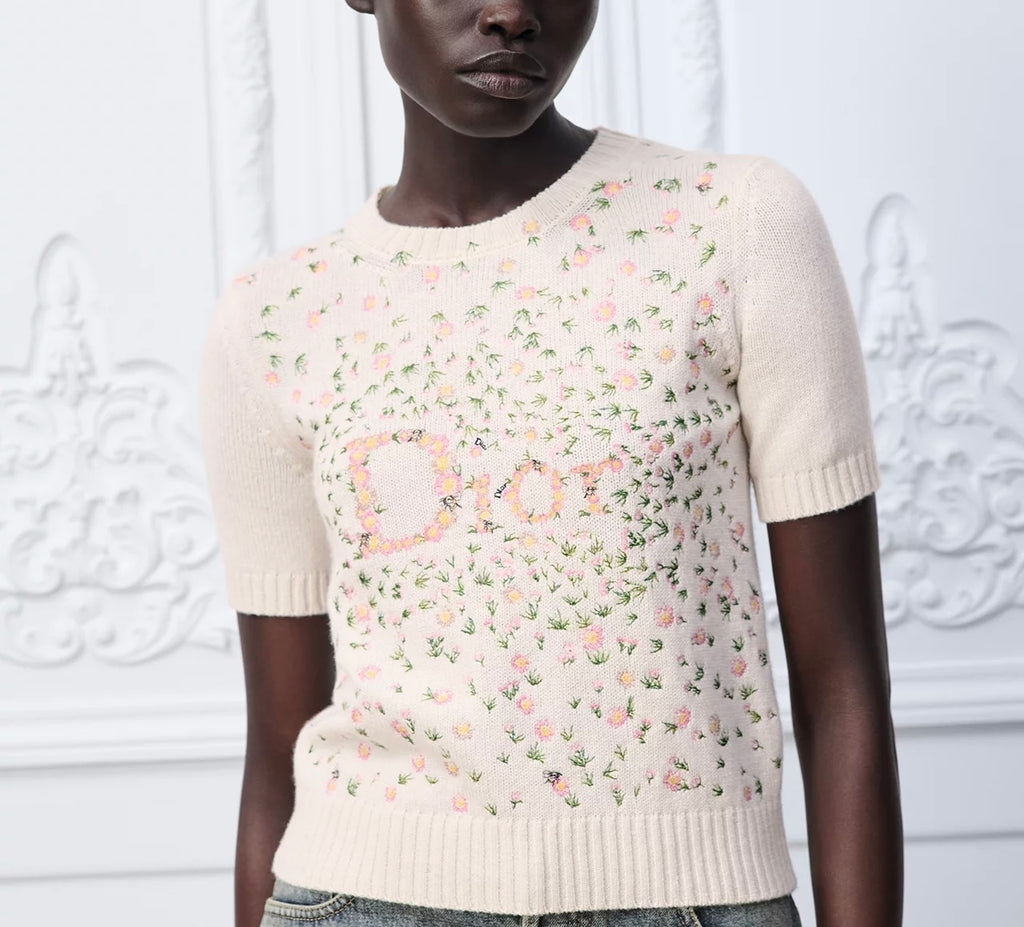 Winniemodo,Winniemodony,Dior 624S65A0F05,Dior short sleeved sweater white,Dior clothes sale,Dior sweater sale,Dior knitwear s
